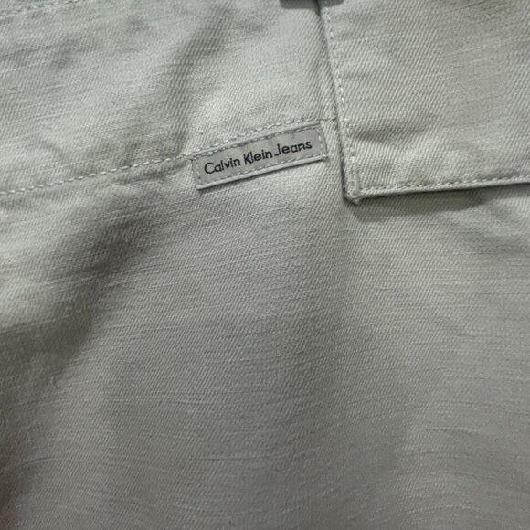 Calvin Klein Jeans Belted Skirt Linen Blend Khaki Utility Pockets Size 8 - Picture 9 of 10